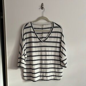 Max Studio Black and White Striped Long Sleeve Top